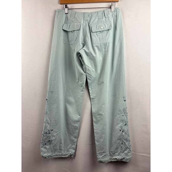 Arizona Womens Embroidered Cargo Pants Size 7 Light Blue Polyester/Cotton - Picture 5 of 6